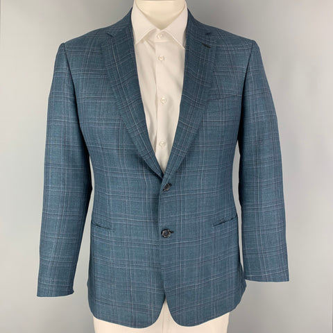 BRIONI Size 40 Green Purple Plaid Wool Blend Single Breasted Sport Coat