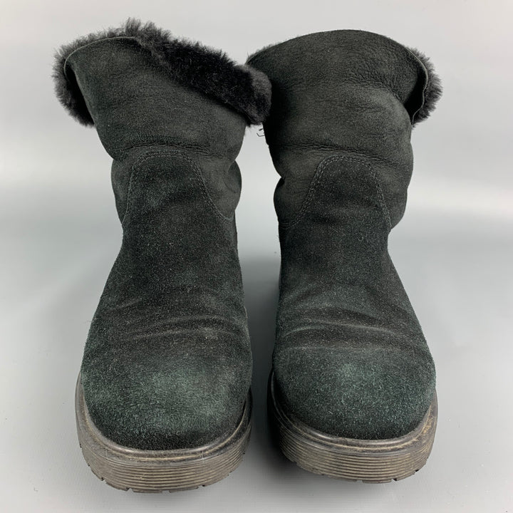 LA CANADIENNE Honey Size 8 Black Shearling Pull On Ankle Boots