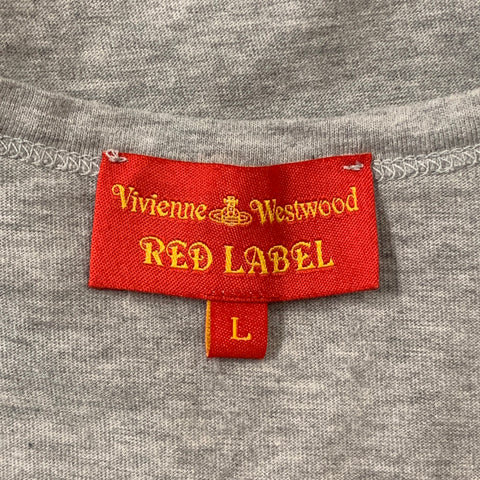 VIVIENNE WESTWOOD RED LABEL Size L Grey Heather Embroidered Logo Cotton T-Shirt