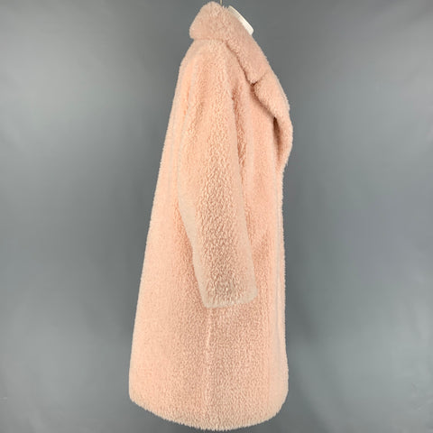 STAND STUDIO Taille S Manteau à revers cranté en fausse fourrure en polyester rose pâle