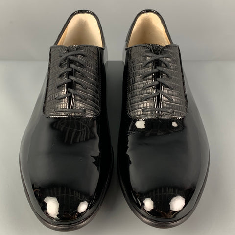 PAUL ANDREW Size 10 Black Leather Lace Up Shoes