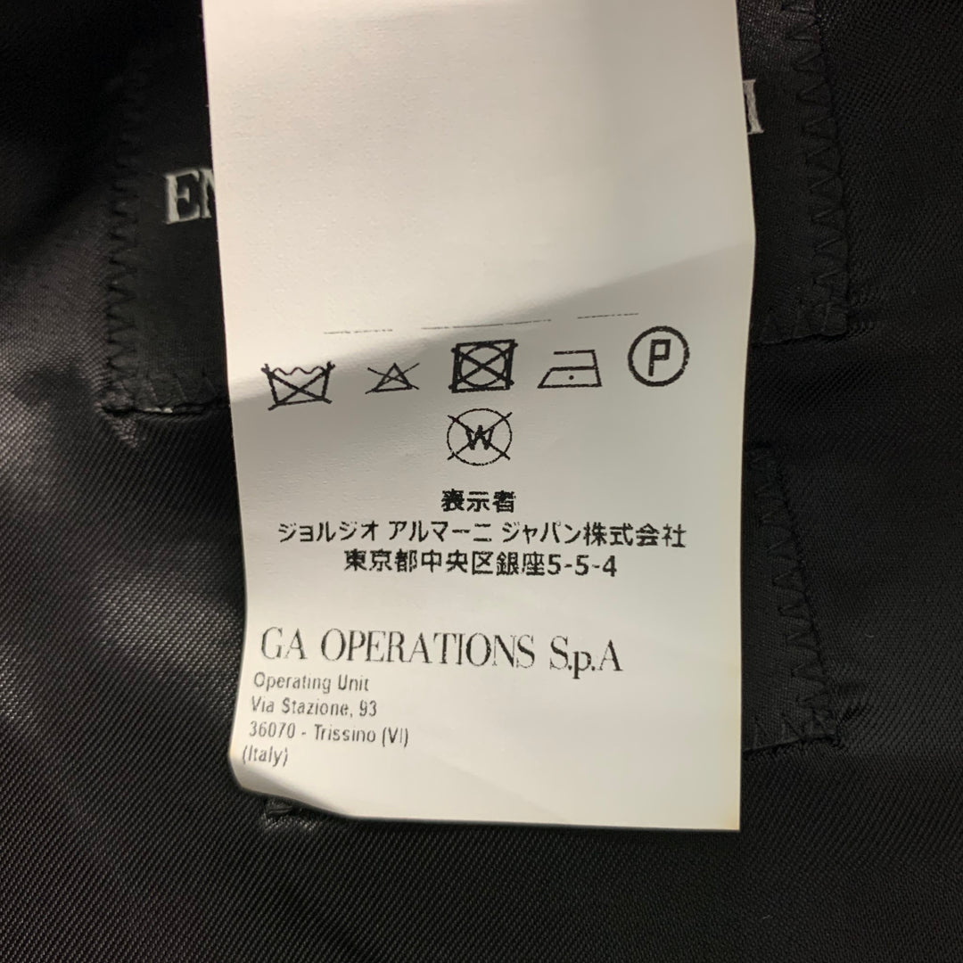 EMPORIO ARMANI Size 42 Grey Black Woven Wool Peak Lapel Tuxedo