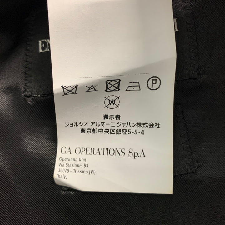 EMPORIO ARMANI Size 42 Grey Black Woven Wool Peak Lapel Tuxedo