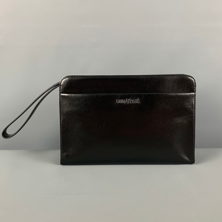 GOLDPFEIL Black Leather Wristlet Oxford Bag