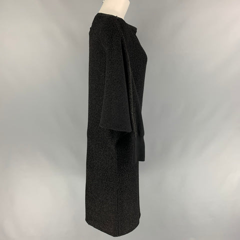 JEAN PAUL GAULTIER Talla M Vestido recto de mezcla de lana metalizada negro