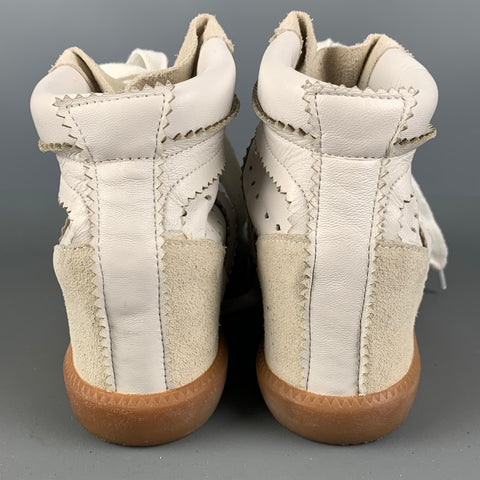 ISABEL MARANT Zapatillas de deporte con cuña perforada de cuero blanco talla 7