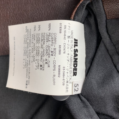 JIL SANDER Taille 42 Veste à revers cranté en cuir marron