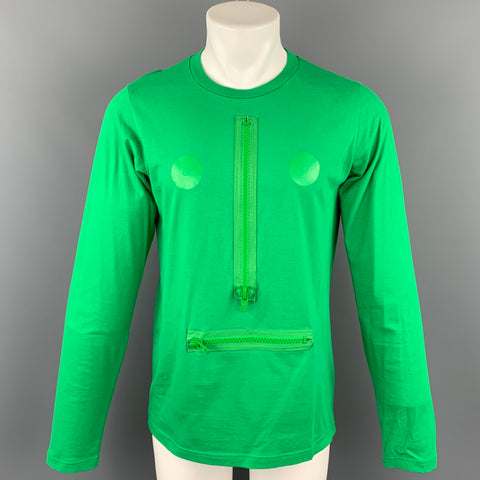 WALTER VAN BEIRENDONCK Size XL Green Cotton Long Sleeve T-shirt