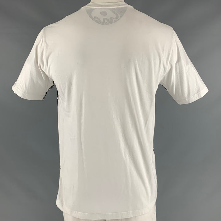 MARNI Size L White Black Graphic Cotton Crew-Neck T-shirt