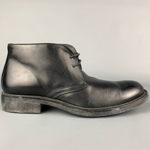 BARNEY'S CO-OP Size 10.5 Black Leather Lace Up Chukka Boots