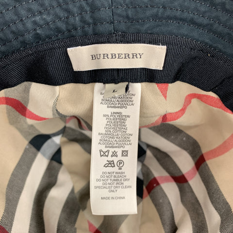 BURBERRY Size L Navy Cotton Belt Strap Bucket Hat