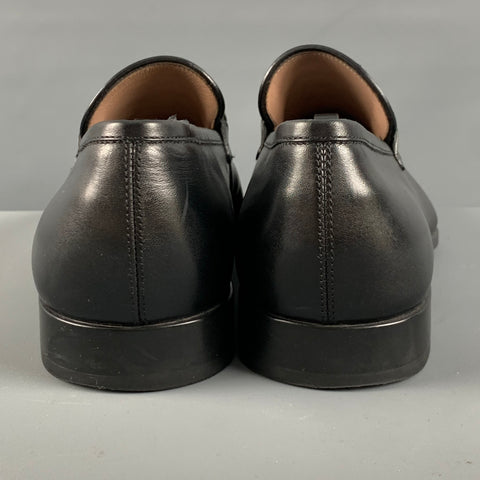 SALVATORE FERRAGAMO Size 9.5 Black Leather Penny Loafers