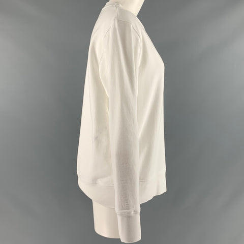 TORY BURCH Taille S Sweat-shirt à col rond en coton blanc