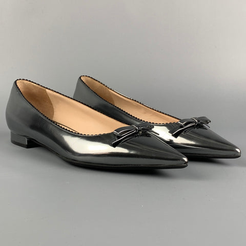 Nº21 Zapatos planos con punta en punta de cuero plateado talla 7