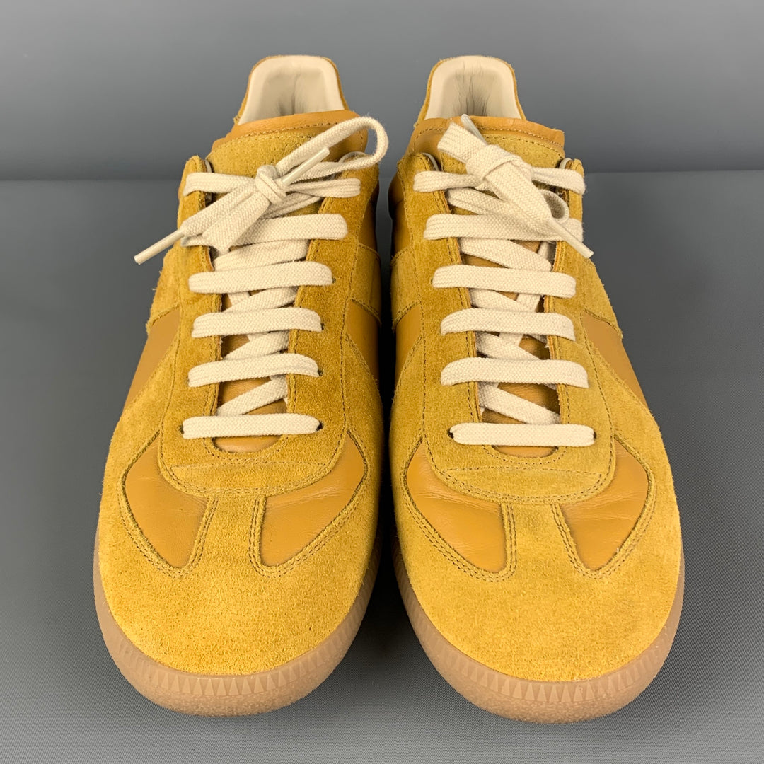 MAISON MARGIELA Size 12 Mustard Suede Replica Sneakers