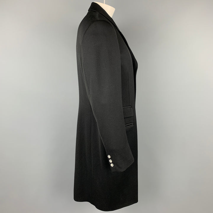 D&G by DOLCE & GABBANA  Size L Black Twill Wool Single Breasted Coat