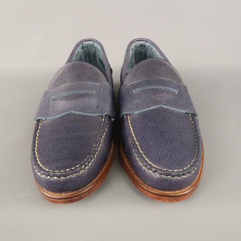 RALPH LAUREN Eltham II Country Grain Size 7.5 Navy Solid Leather Penny Loafers