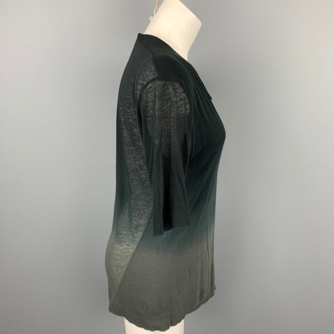 THE VIRIDI-ANNE Taille M T-shirt col en V en coton ombré gris