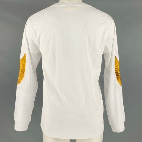 CHRISTIAN DADA Talla XS Camiseta de manga larga de algodón con bordado en oro blanco