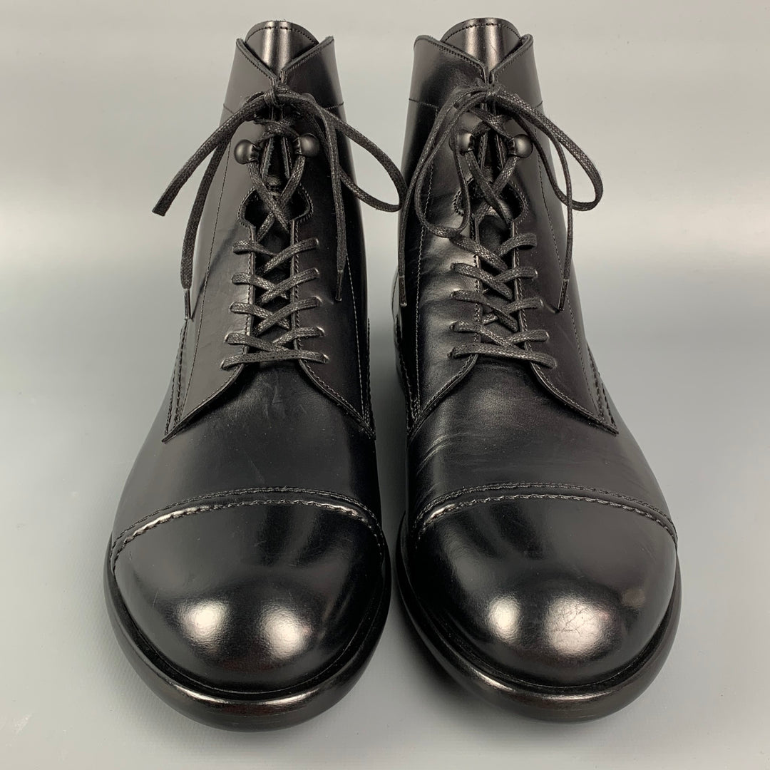 HARRYS OF LONDON Size 8 Black Cap Toe Ankle Guy Boots