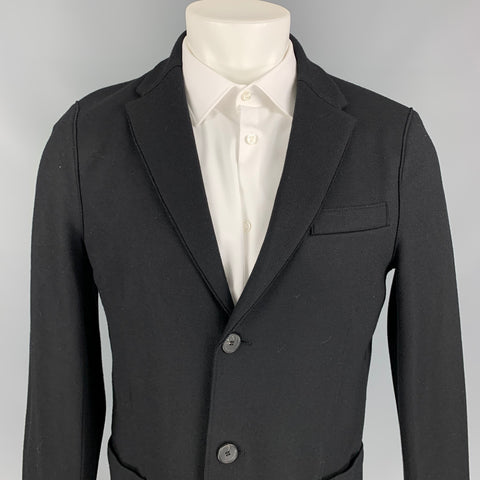 HARRIS WHARF LONDON Size 40 Black Wool Notch Lapel Sport Coat