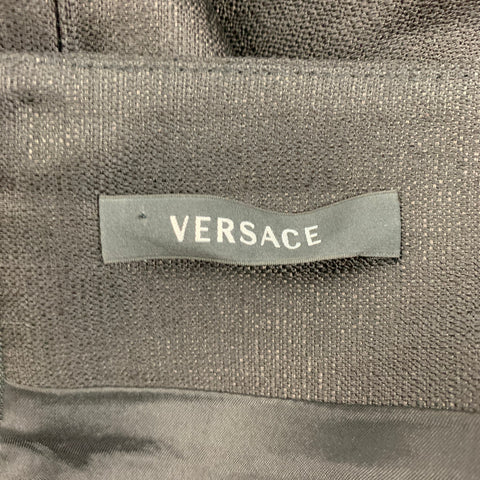 VERSACE Size 8 Black Wool Silk Pencil Below Knee Skirt