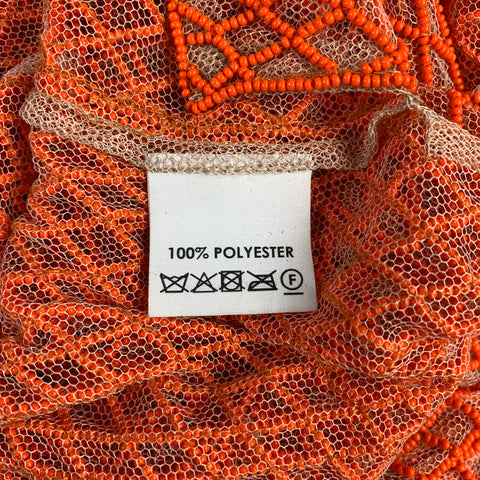 DRIES VAN NOTEN Size 6 Orange & Nude Polyester Mesh Beaded Sleeveless Dress Top