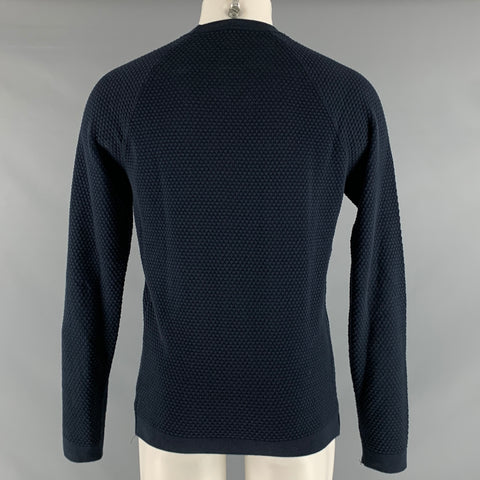 THEORY Size M Navy Textured Crew-Neck Pullover