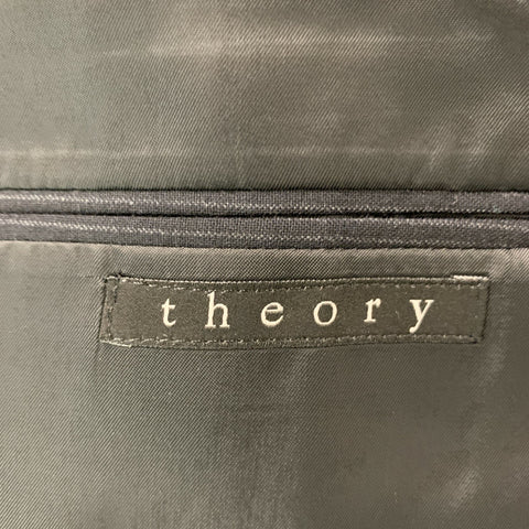 THEORY Size 40 Black Grey Pinstripe Wool Lycra Single breasted 34 Suit