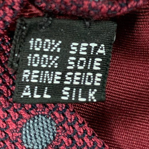 BARNEY'S NEW YORK Burgundy Grey Dots Silk Tie