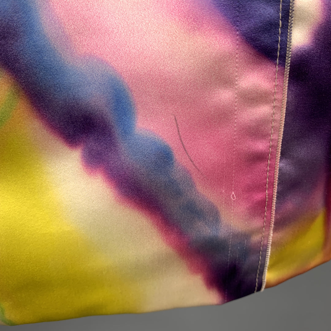 DOLCE &amp; GABBANA Taille 2 Jupe en satin de soie aquarelle multicolore