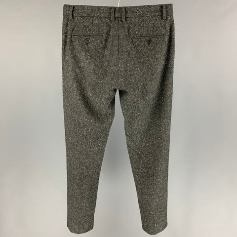 SHADES OF GREIGE Size 30 Grey Cream Dots Wool Polyester Flat Front Dress Pants