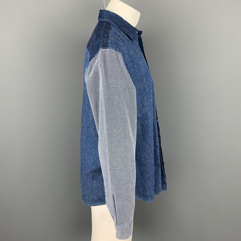 LEVI'S MADE & CRAFTED Size M Indigo Mixed Fabrics Cotton Oversized Long Sleeve Shirt