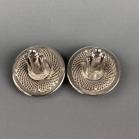 VINTAGE Silver Black Textured Cuff Links