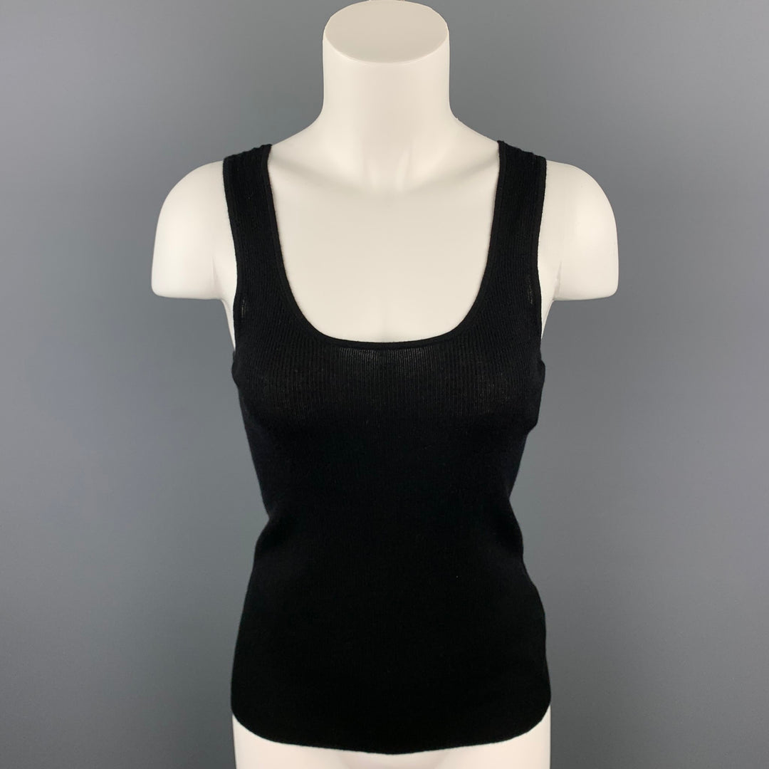 TSE Size S Black Knitted Ribbed Cashmere / Silk Tank Top