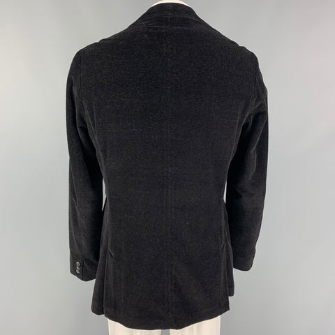D&G by DOLCE & GABBANA Size 44 Black Velvet Cotton Notch Lapel Sport Coat