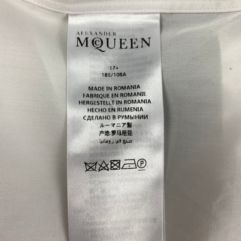 ALEXANDER MCQUEEN Size XL White Skeleton Embroidery Cotton Button Up Shirt