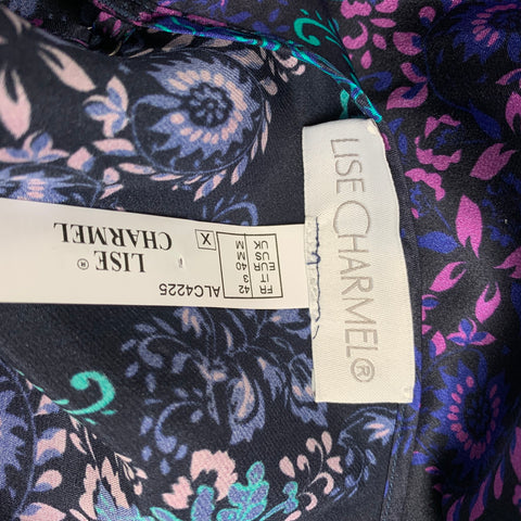 LISE CHARMEL Size M Black & Purple Silk / Polyester Casual Top
