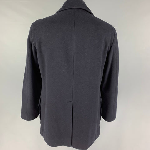 RALPH LAUREN Purple Label Size L Navy Lana Wool Double Breasted Coat