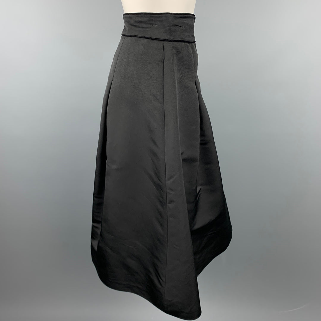 HEIDI WEISEL Size 10 Black Pleated Tafeta Silk Pleated Evening Skirt