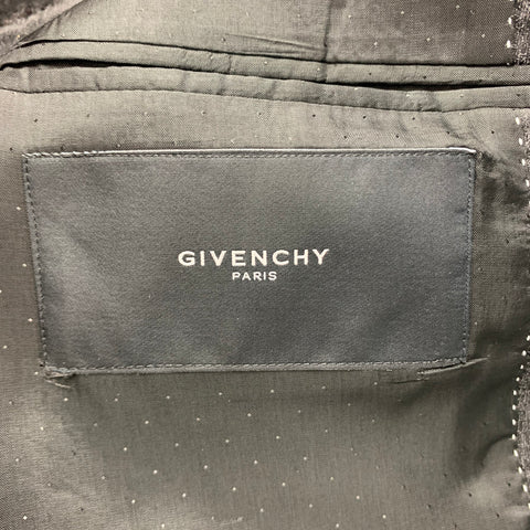 GIVENCHY Size 42 Charcoal & Black Heather Wool / Alpaca Peak Lapel Sport Coat