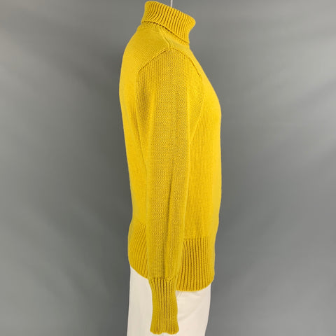 THE DIVER Size XL Yellow Knitted Wool Turtleneck Sweater