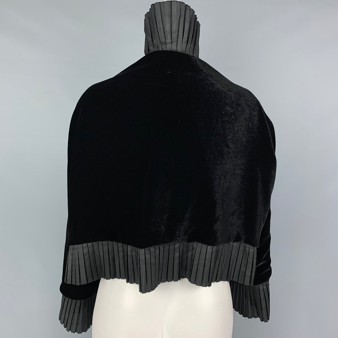 GIORGIO ARMANI Size One Size Black Viscose Ruffle Silk Cape Jacket