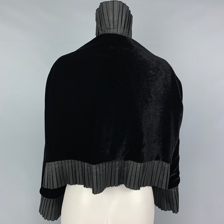 GIORGIO ARMANI Size One Size Black Viscose Ruffle Silk Cape Jacket