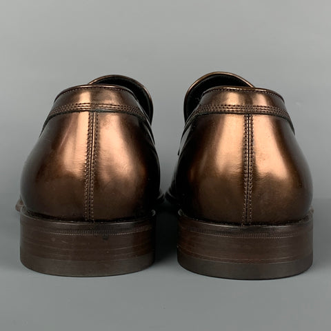 SALVATORE FERRAGAMO Size 9.5 Brown Burgundy Ombre Leather Slip On Loafers