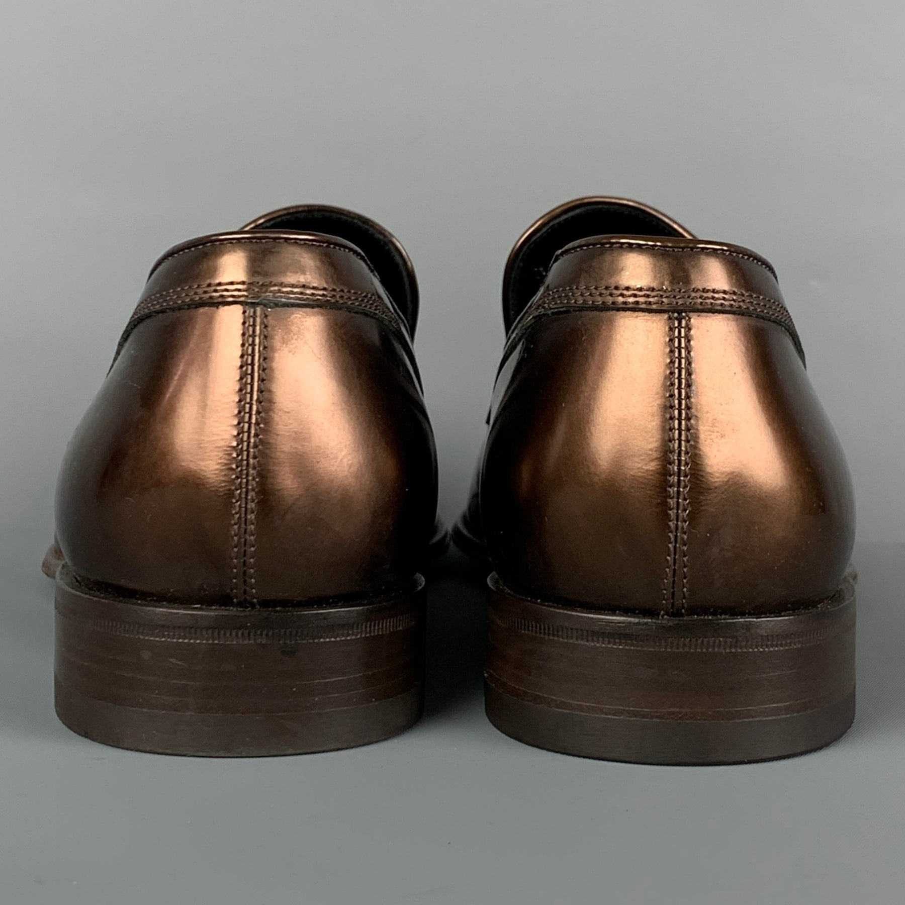 SALVATORE FERRAGAMO Size 9.5 Brown Burgundy Ombre Leather  display picture 1