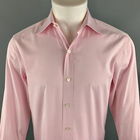 TOM FORD Size M Pink Cotton Button Up Pointed Collar Long Sleeve Shirt