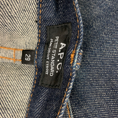 A.P.C. Size 29 Dark Blue Contrast Stitch Cotton Straight Button Fly Jeans