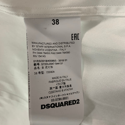 DSQUARED2 Size XXS White Cotton Solid Button Down Shirt