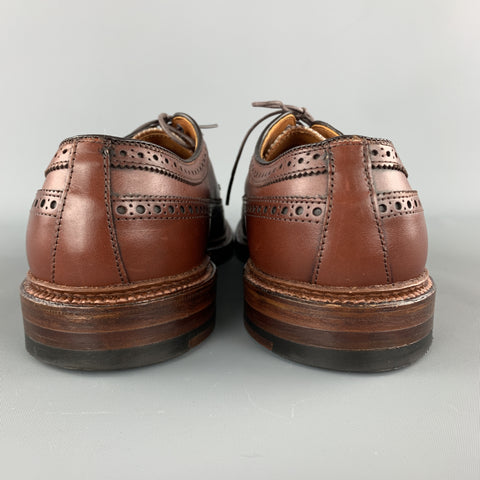 ALDEN Talla 10.5 Zapatos brogue con cordones y alas de cuero marrón